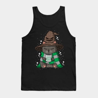 Wizard Neko Drinks Coffee Tank Top